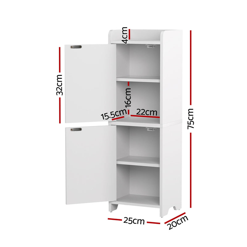 Artiss 2x 2-Tier Slim Bathroom Storage Cabinets White