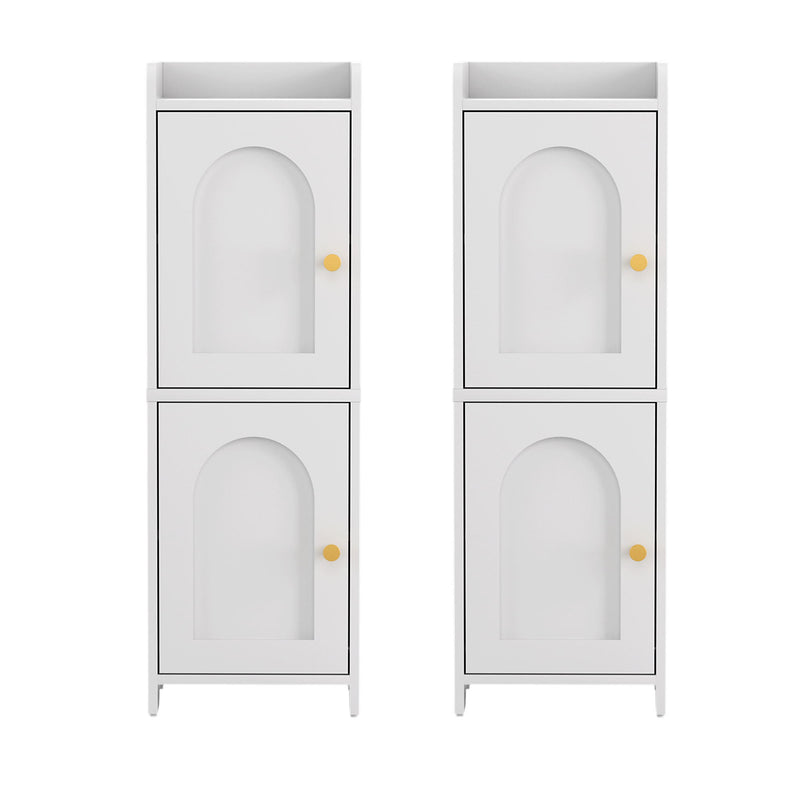 Artiss 2x 2-Tier Slim Bathroom Storage Cabinets White