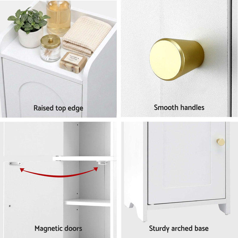 Artiss 2x 2-Tier Slim Bathroom Storage Cabinets White
