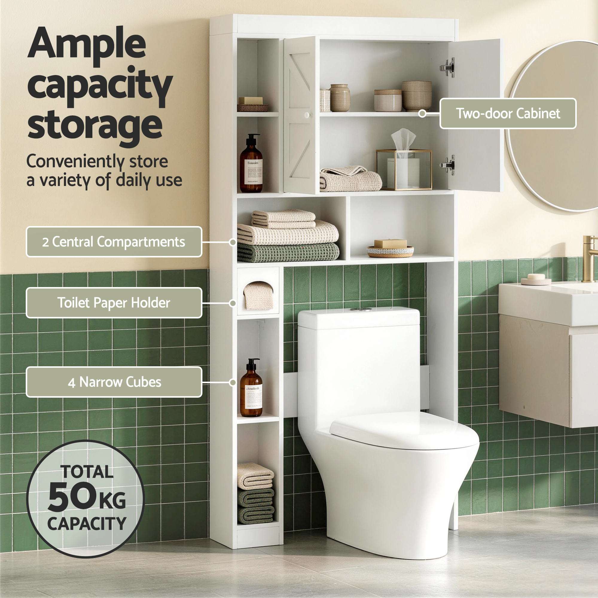 Artiss Over Toilet Bathroom Storage Cabinet