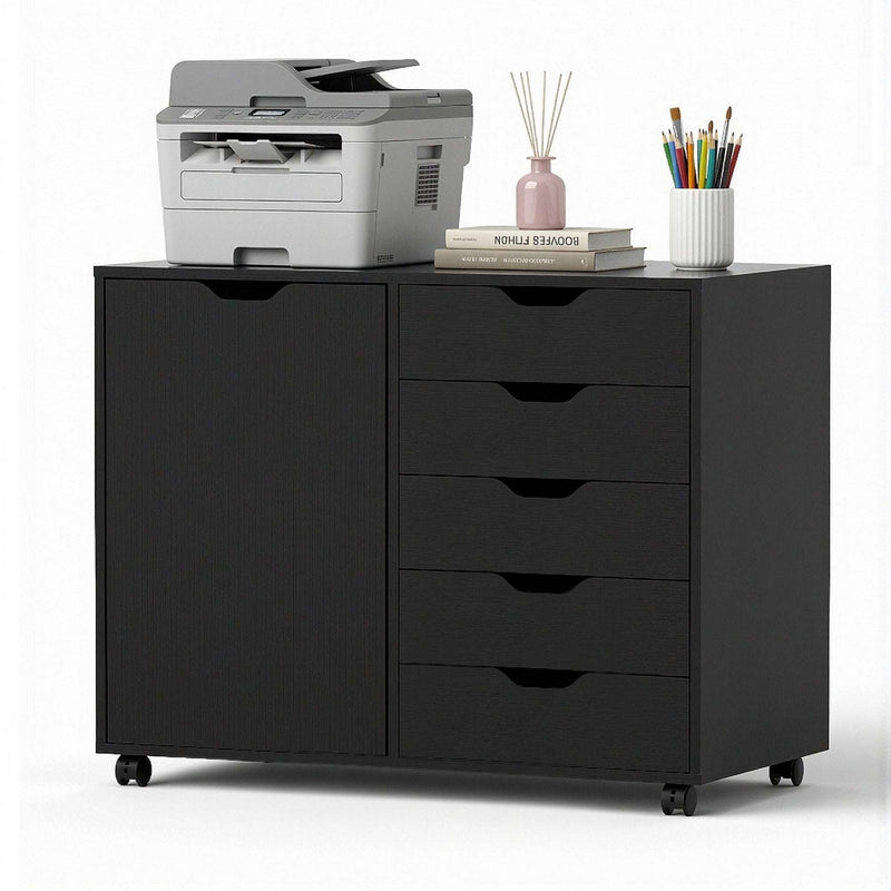 Artiss 5 Drawer Mobile Filing Cabinet with Door