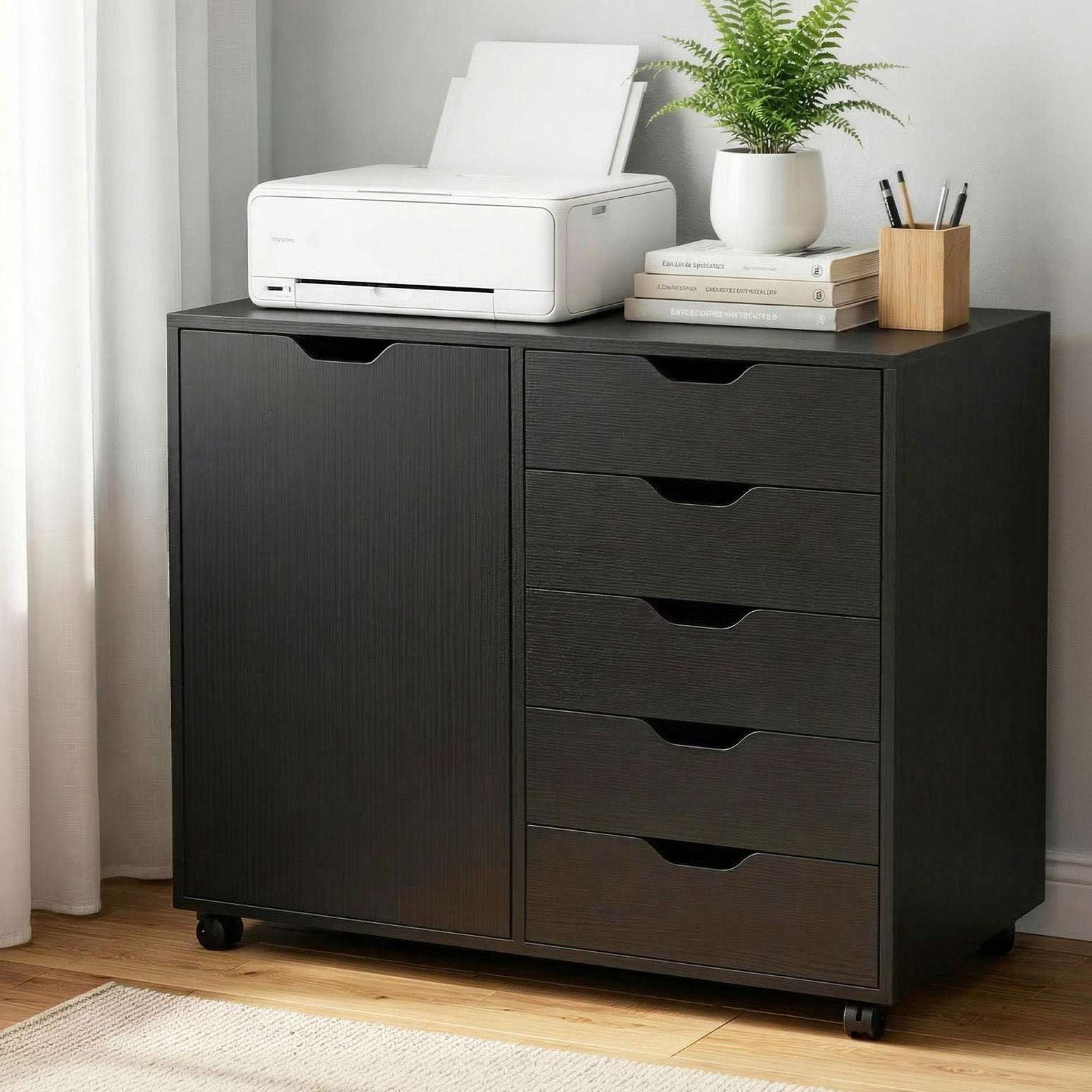 Artiss 5 Drawer Mobile Filing Cabinet with Door