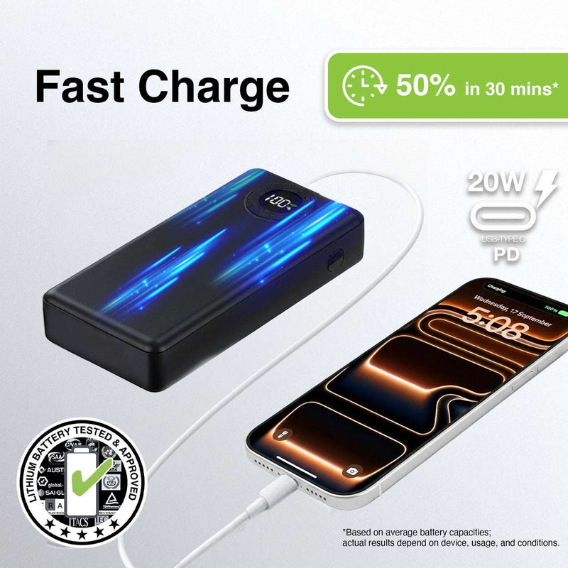 20000mAh Power bank Battery Display Black