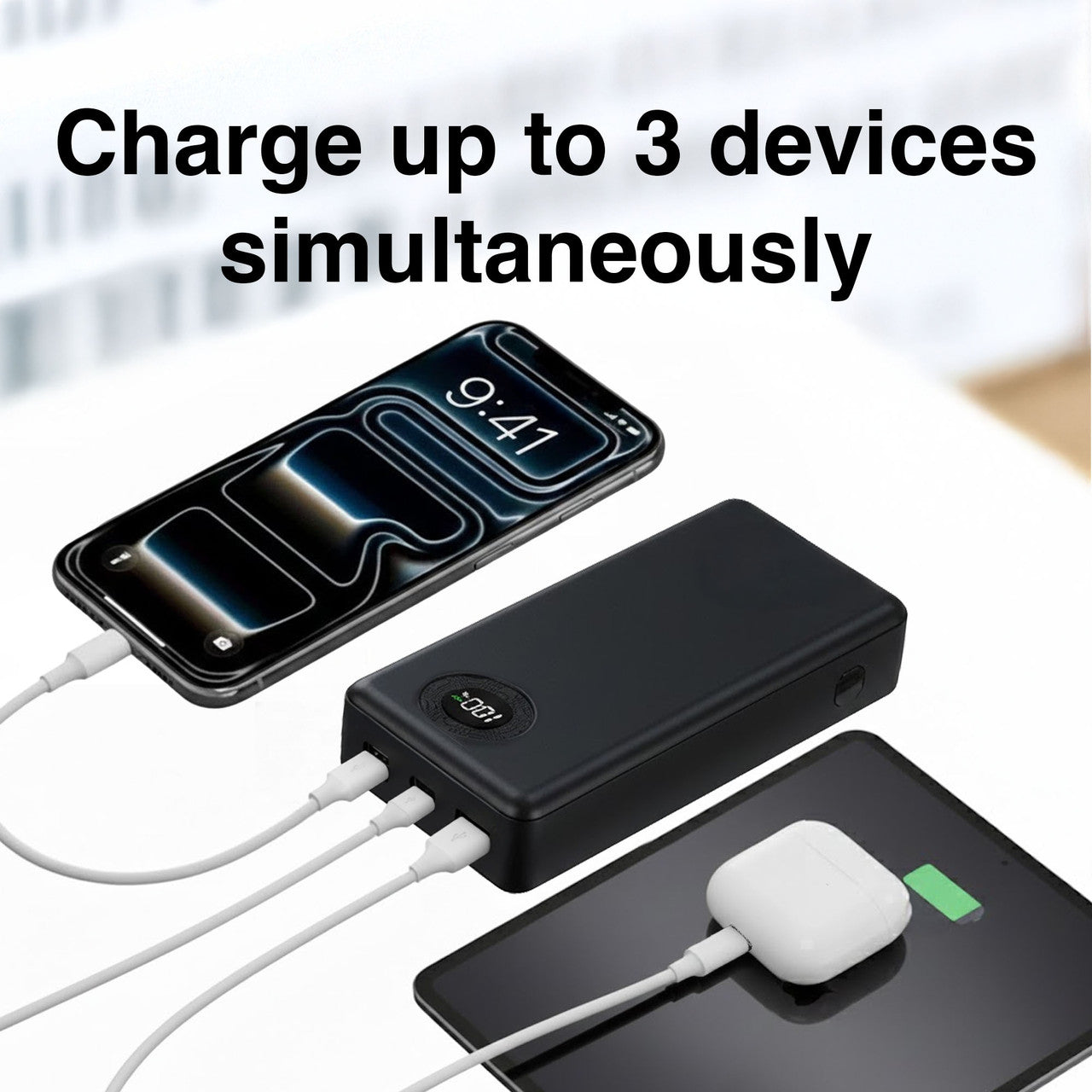 20000mAh Power bank Battery Display Black