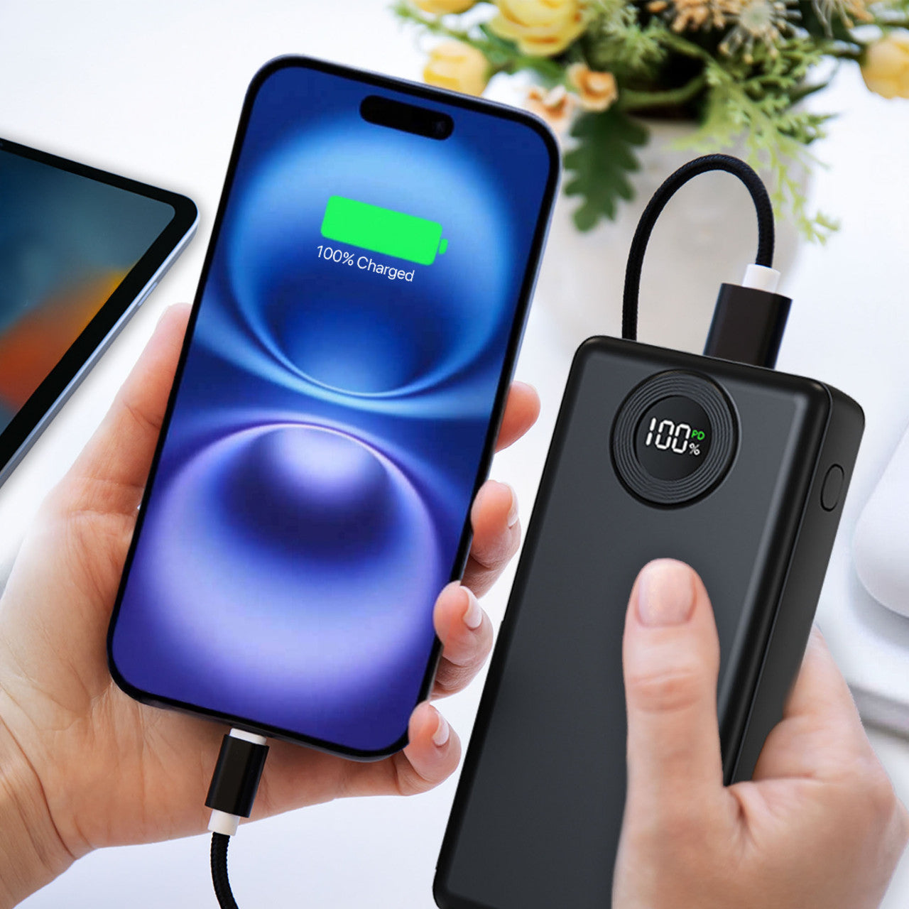 20000mAh Power bank Battery Display Black