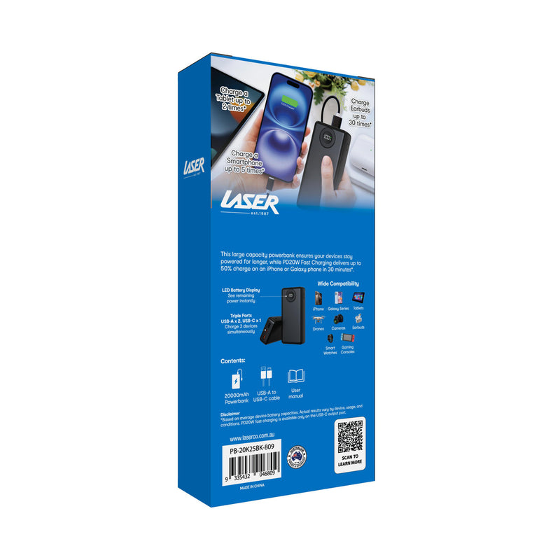 20000mAh Power bank Battery Display Black