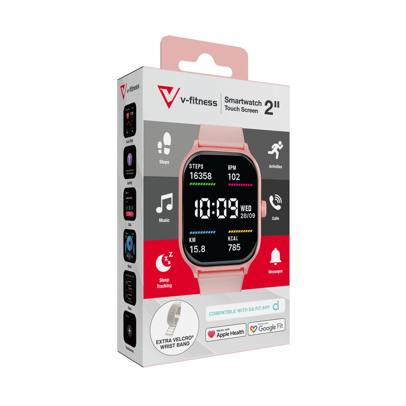 V-Fitness 2″ Touch Screen Smartwatch – Pink