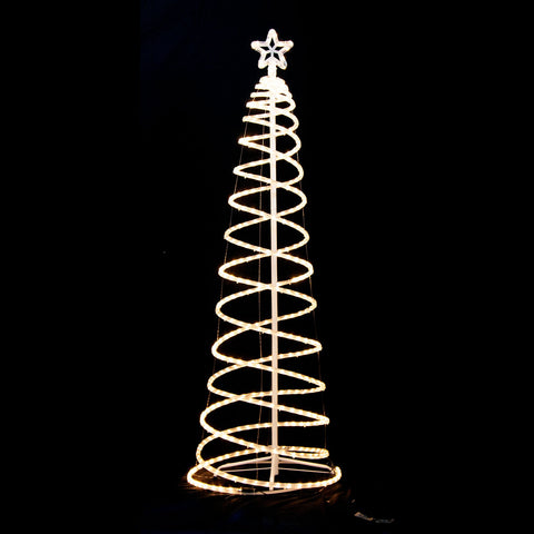 185cm LED Spiral Rope Light Christmas Tree with Star – Warm White