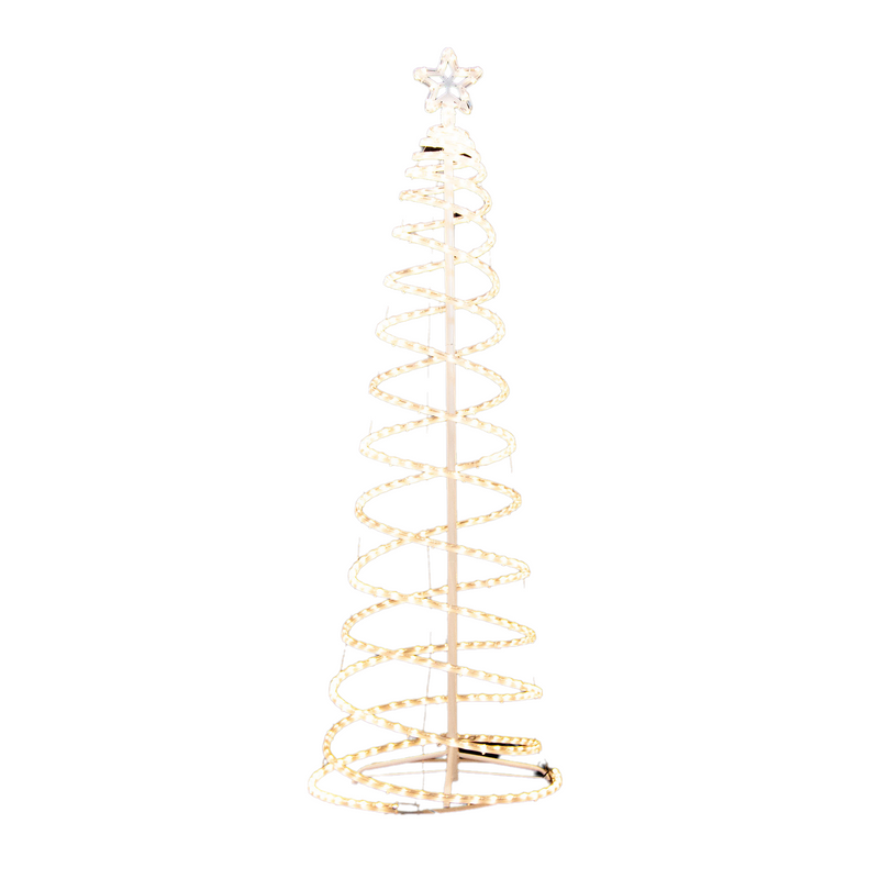 Led 185cm Spiral Rope Light Christmas Tree Star Motif Warm White