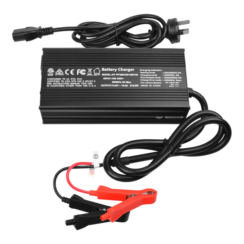 AC/DC 14.6V 15A Charger – LiFePO4 Battery Fast & Safe Charging