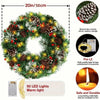 Pre-Lit Christmas Wreath with Pine Cones LED Light Decoration
