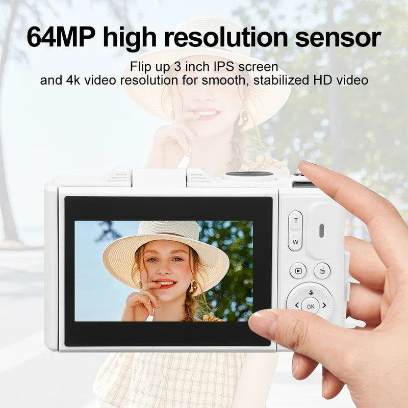 Digital Camera with 3.0″ Flip Screen – White