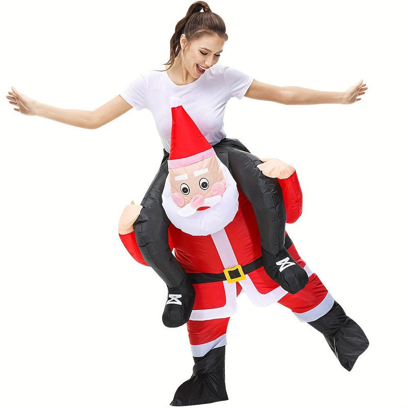Riding Santa Inflatable Christmas Costume Funny Party Outfit