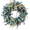 Blueberry Eucalyptus Wreath with Golden Accents Elegant Door Decoration