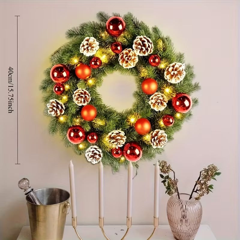 Pre-Lit Christmas Door Wreath – LED