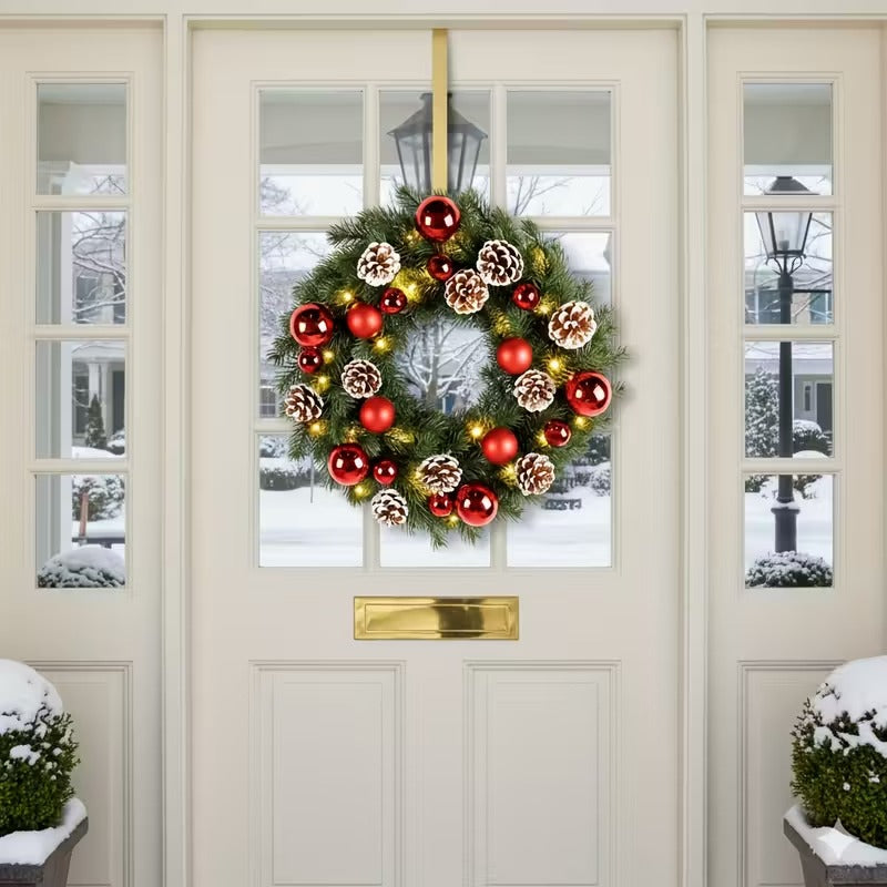 Pre-Lit Christmas Door Wreath – LED