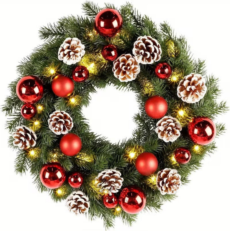 Pre-Lit Christmas Door Wreath – LED