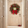 Artificial Christmas Wreath with Red Bow 2pcs Festive Door Decoration Set