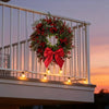 Artificial Christmas Wreath with Red Bow 2pcs Festive Door Decoration Set