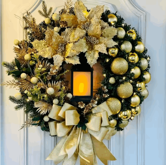Snowman Christmas Wreath Fruit & Nut Décor