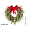 Christmas Pine Needle Wreath with Red Berries & Heart Bow