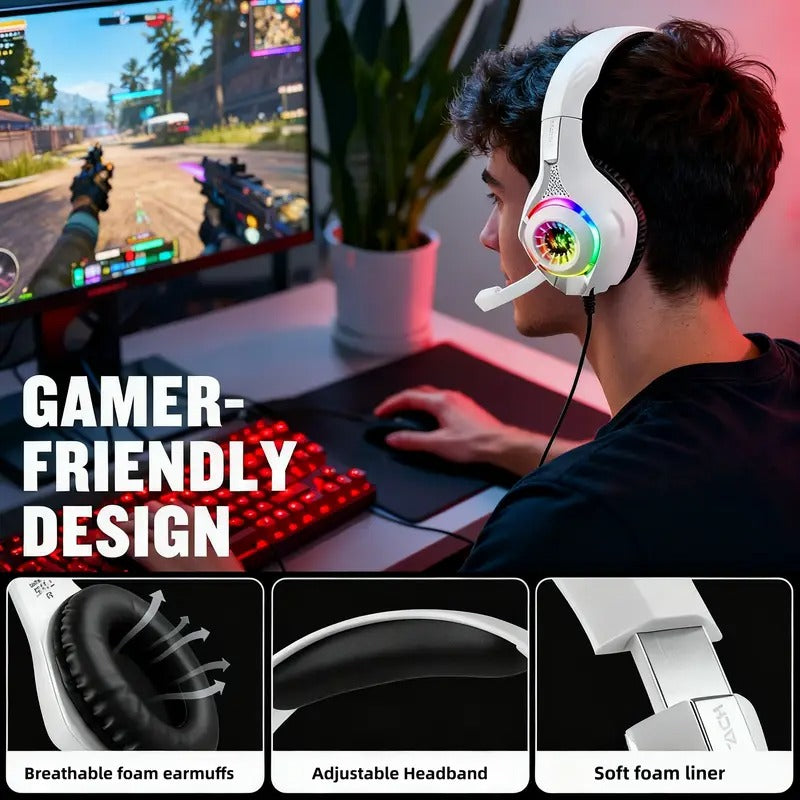 Gaming Headset with Mic & LED Surround Sound