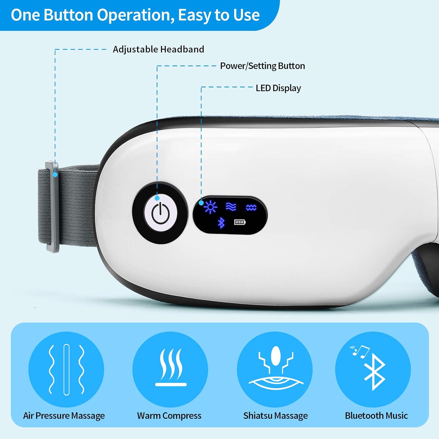 Smart Eye Massager Mask – Heat, Vibration & Bluetooth Music