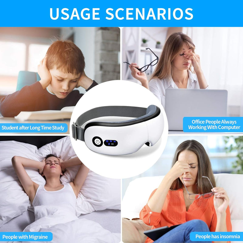 Smart Eye Massager Mask – Heat, Vibration & Bluetooth Music
