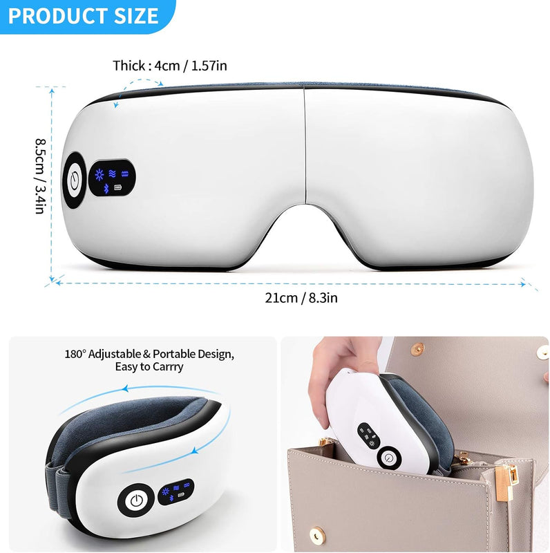 Smart Eye Massager Mask – Heat, Vibration & Bluetooth Music