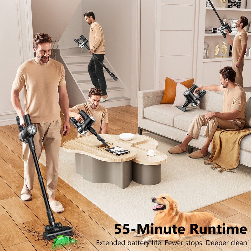 Cordless Vacuum Cleaner – 55Kpa Powerful Suction | 55 Minute Runtime