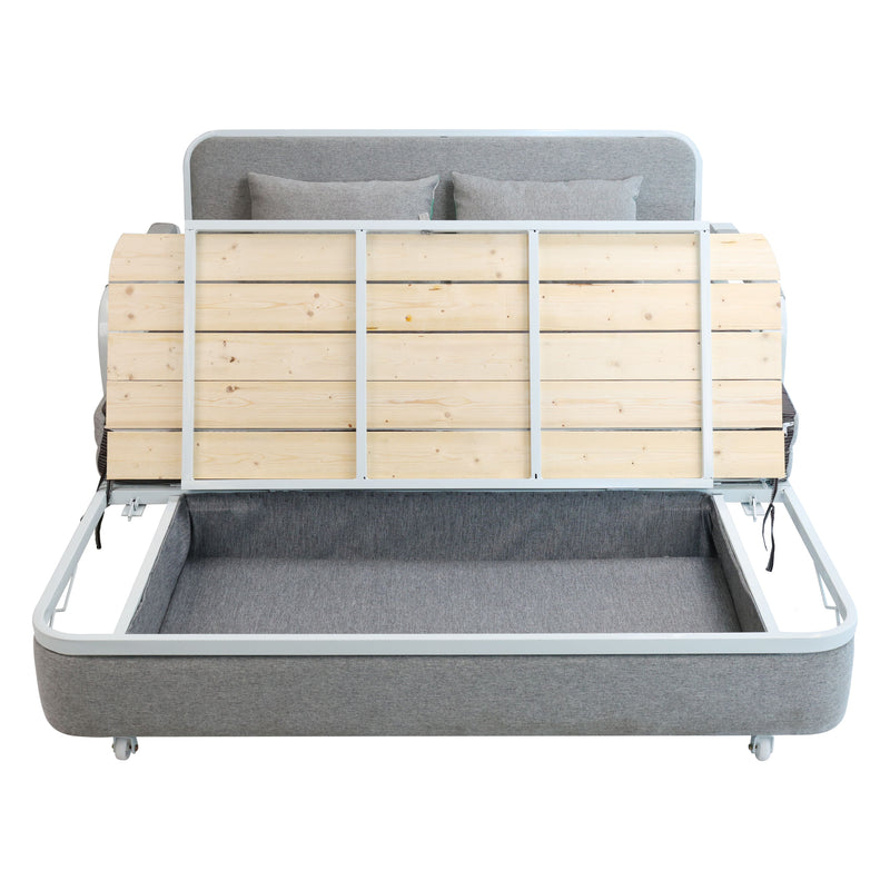 Eeeza 2-in-1 Convertible Sofa Bed Hidden Storage 158cm Grey
