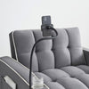 Single Sofa Bed with USB Ports & Phone Holder – Grey