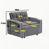 Single Sofa Bed with USB Ports & Phone Holder – Grey