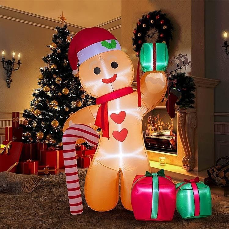 8FT Christmas Inflatable Gingerbread Man with LED