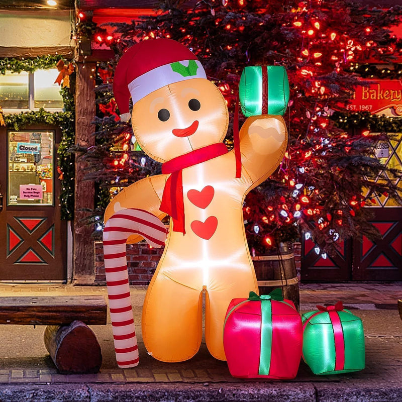 8FT Christmas Inflatable Gingerbread Man with LED