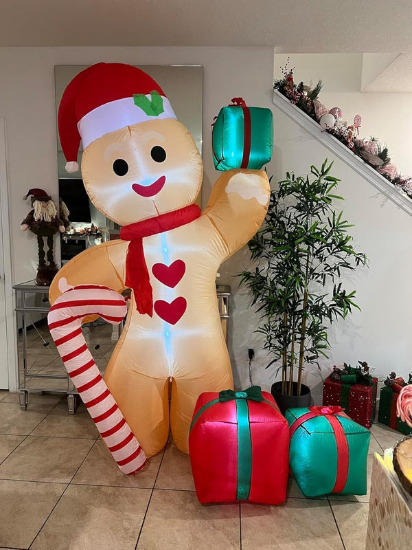 8FT Christmas Inflatable Gingerbread Man with LED