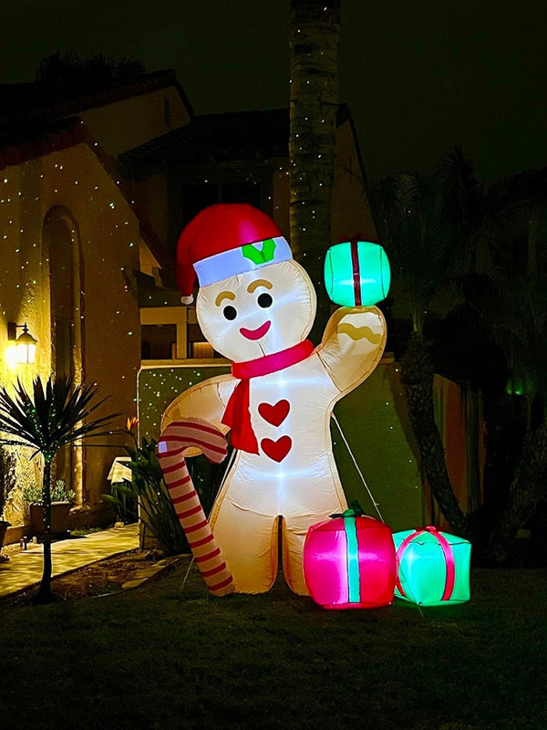 8FT Christmas Inflatable Gingerbread Man with LED