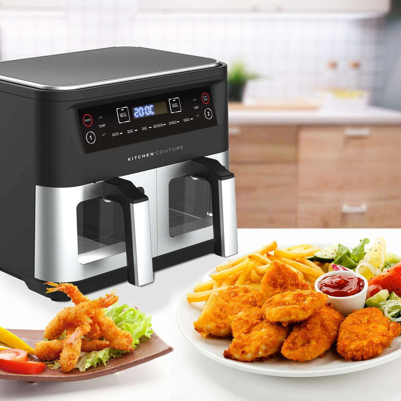 Kitchen Couture 10L Dual View Air Fryer – Stainless Steel