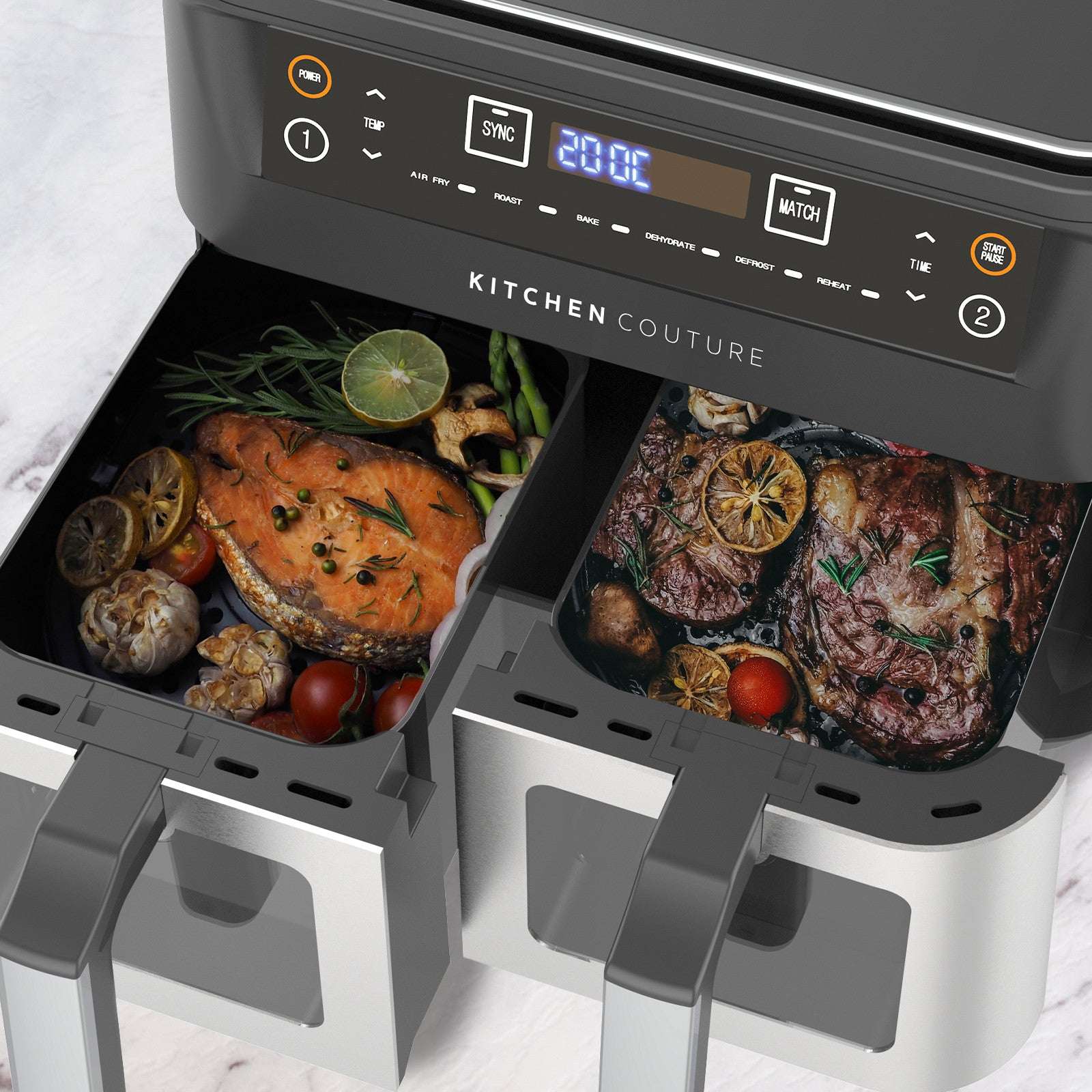Kitchen Couture 10L Dual View Air Fryer – Stainless Steel