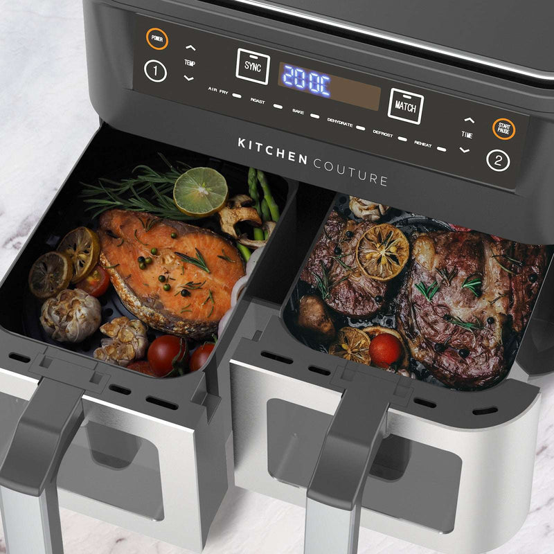 Kitchen Couture 10L Dual View Air Fryer – Stainless Steel