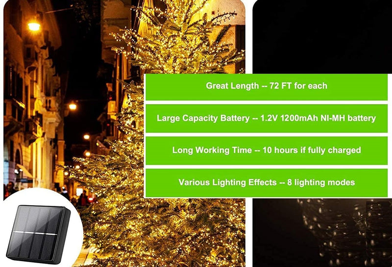 LED Solar 200 LED Fairy Light Outdoor