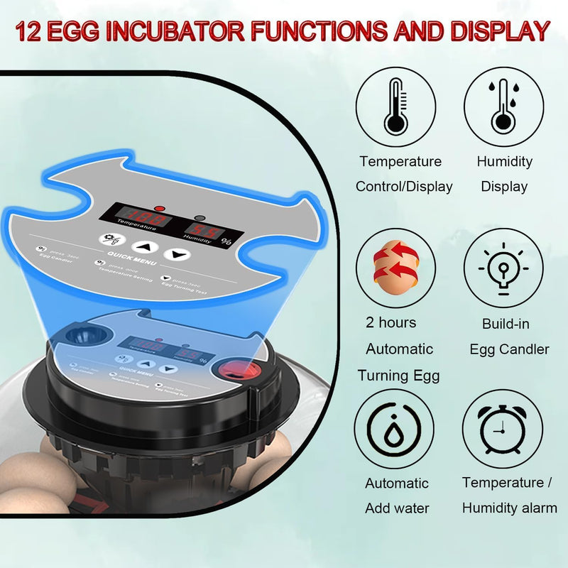 CARLA HOME 12 Egg Incubator with Auto Turning