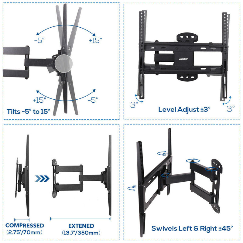 Full Motion TV Wall Mount Bracket – 27–55" for Samsung, TCL, Hisense