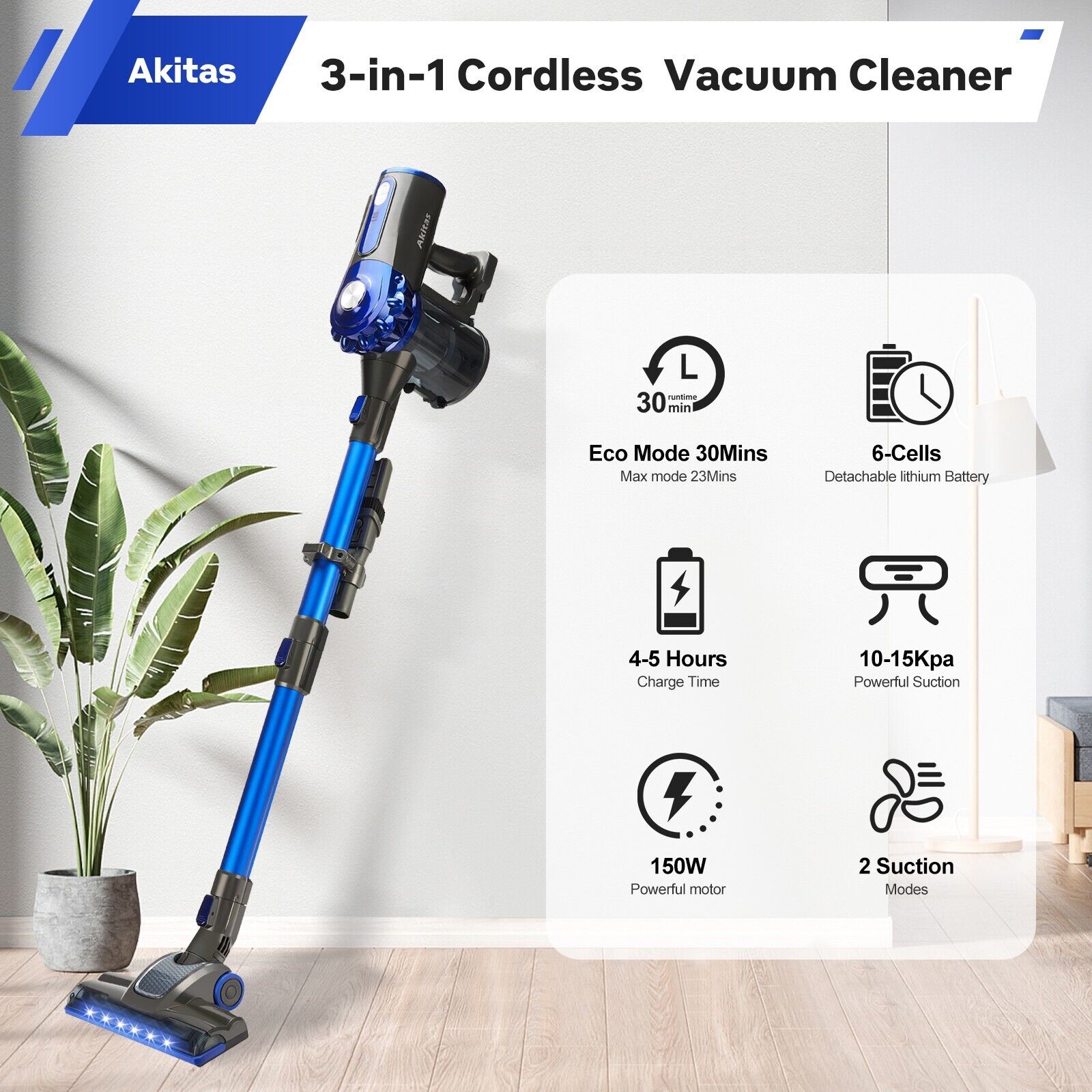 V8 150W Handheld Stick Vacuum Cleaner – 40 Min Runtime