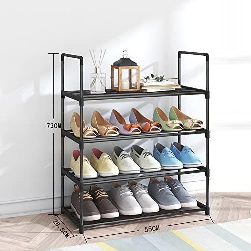 4-Tier Stainless Steel Shoe Rack Black