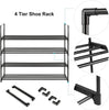 4-Tier Stainless Steel Shoe Rack Black