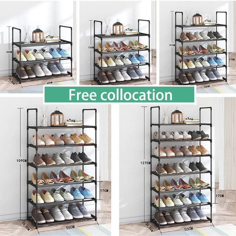4-Tier Stainless Steel Shoe Rack Black