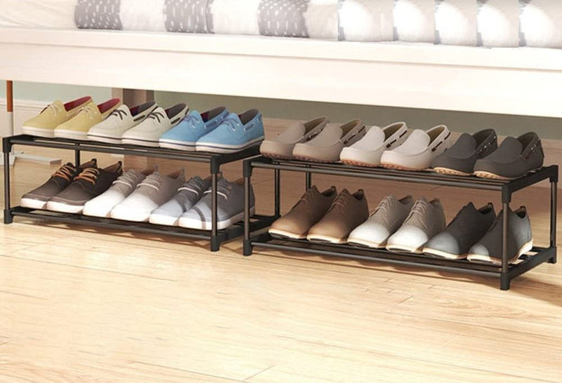 4-Tier Stainless Steel Shoe Rack Black