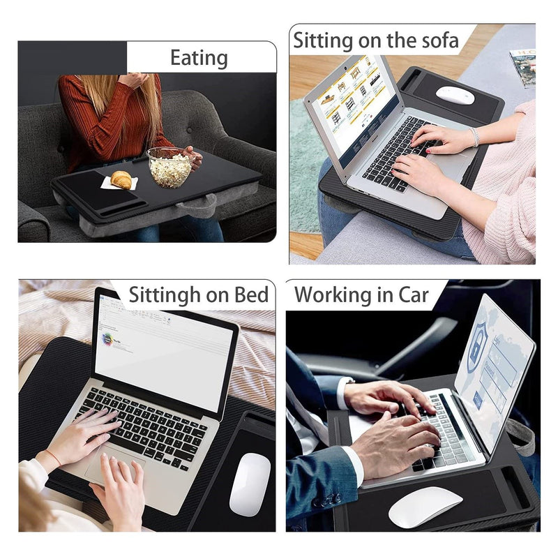 Portable Laptop Desk with Device Ledge, Mouse Pad & Phone Holder – Black 40CM