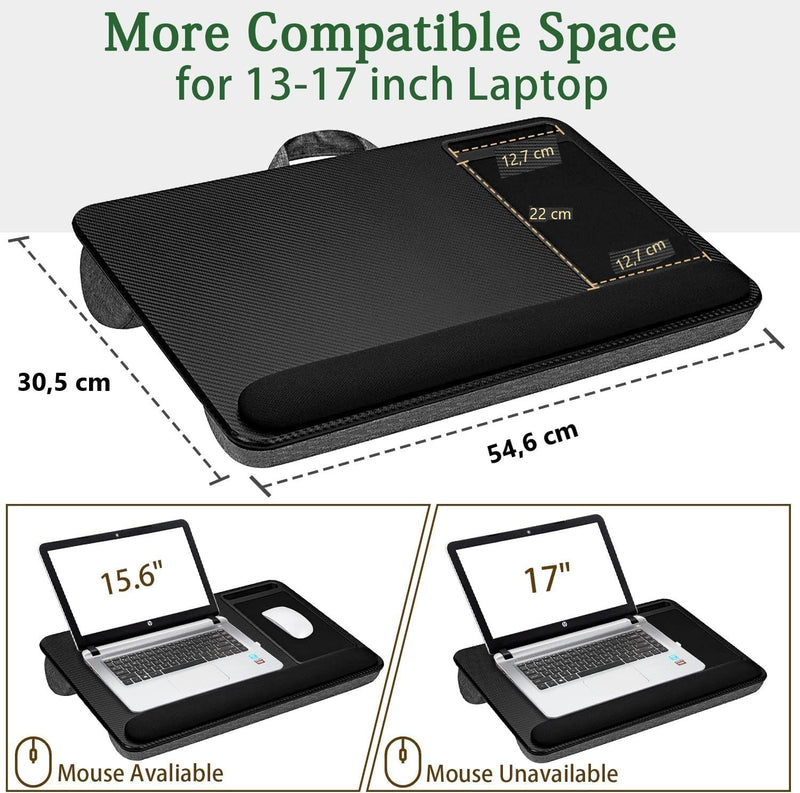 Portable Laptop Desk with Device Ledge, Mouse Pad & Phone Holder – Silver 40CM